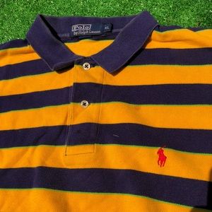 Vintage Polo by Ralph Lauren. Yellow with Blue striped and red pony